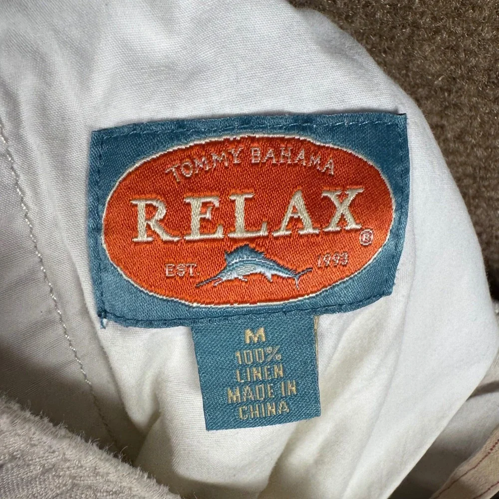 Tommy Bahama Men's Medium Relax Linen Shorts M 34 Medium White Cream Tan Beach